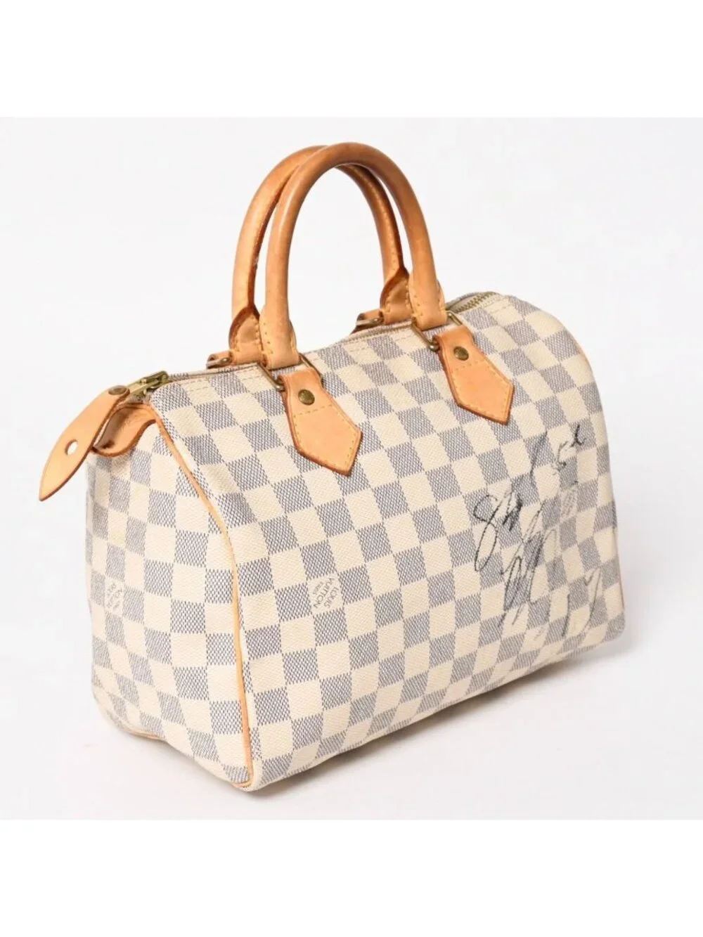 Louis Vuitton Handbag Speedy 25 Damier Azur White Navy